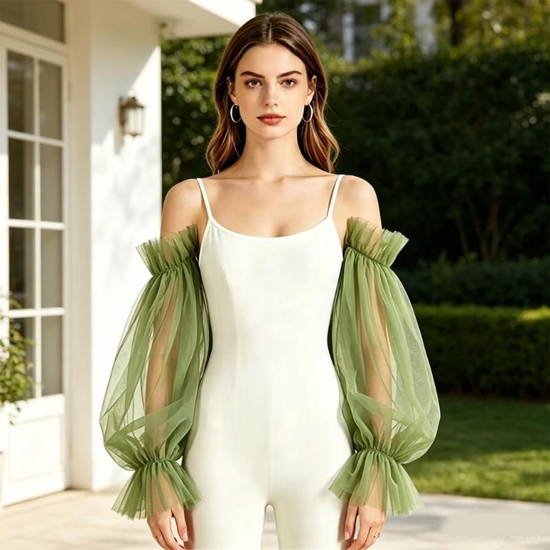 Event Suppliers - 39BB Delicate Lace Arm Covers Sheer