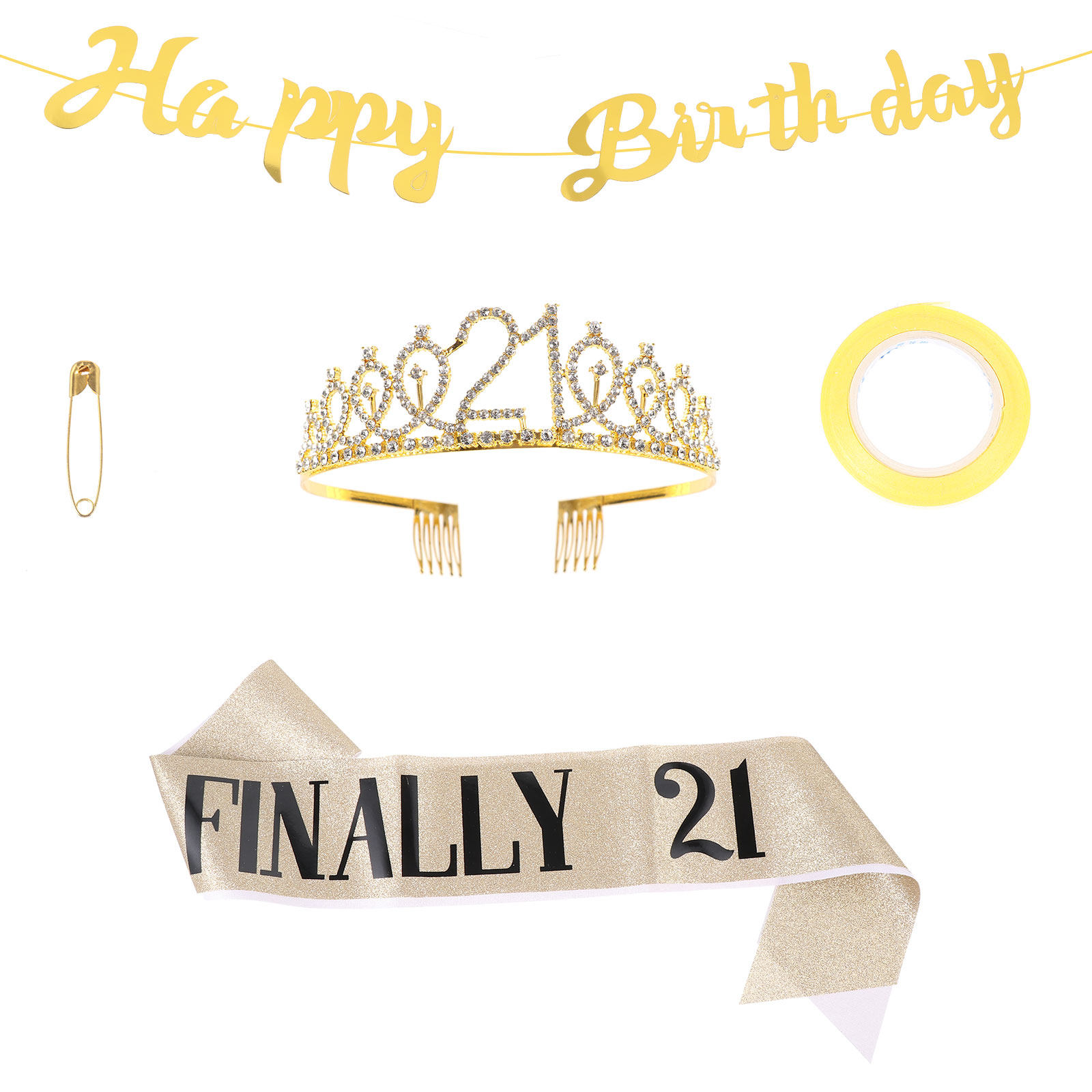 1Set Birthday Crown Glitter Ba - Birthday Sash Glitter 评论和价格