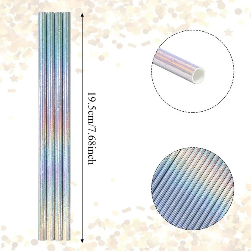 25/50/100PCS Silver Laser Pape - Paper Straw Color 评论和价格