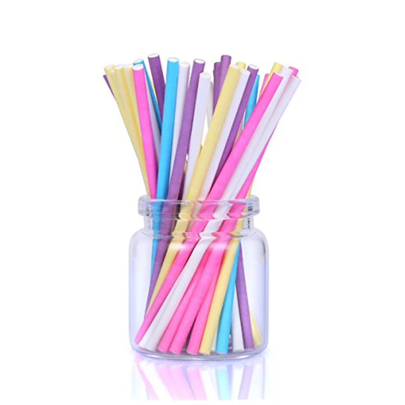 100Pcs/Lot Paper Lollipop Stic - Paper Straw Color 评论和价格